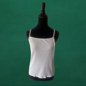 American Eagle Ribbed White Tank Top